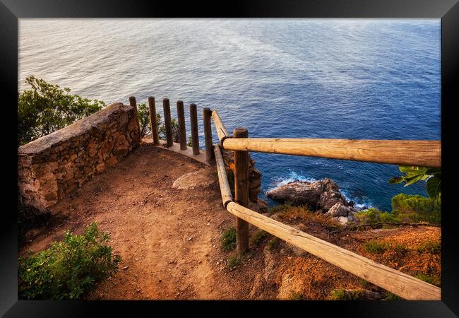 Cliff Top Tiny Viewpoint Terrace Overlooking The Sea Framed Print by Artur Bogacki