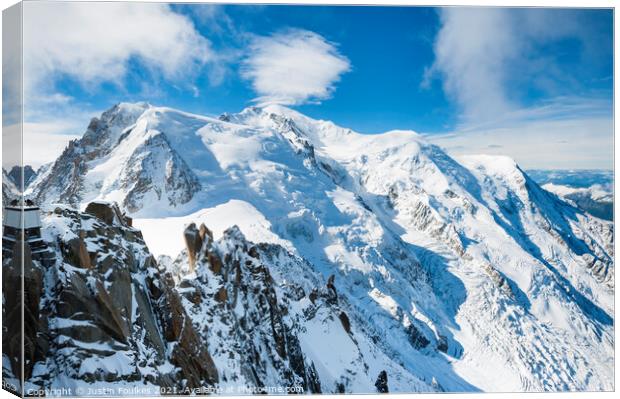 Mont Blanc from Aiguille Du Midi Canvas Print by Justin Foulkes