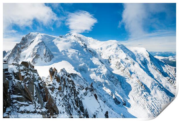 Mont Blanc from Aiguille Du Midi Print by Justin Foulkes