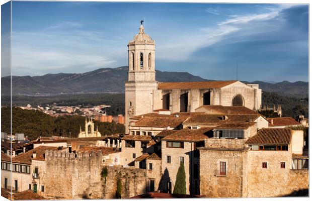 Girona Cathedral In The Old Town Canvas Print by Artur Bogacki