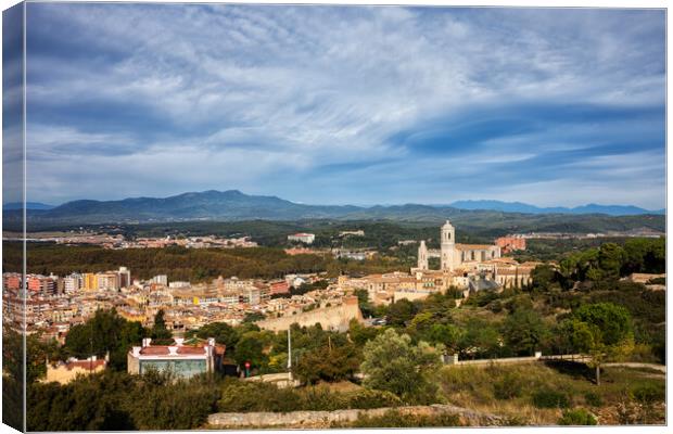 Girona City and Province Landscape in Catalonia Canvas Print by Artur Bogacki