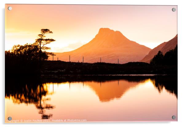 Stac Pollaidh sunset Acrylic by Justin Foulkes