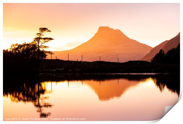 Stac Pollaidh sunset Print by Justin Foulkes