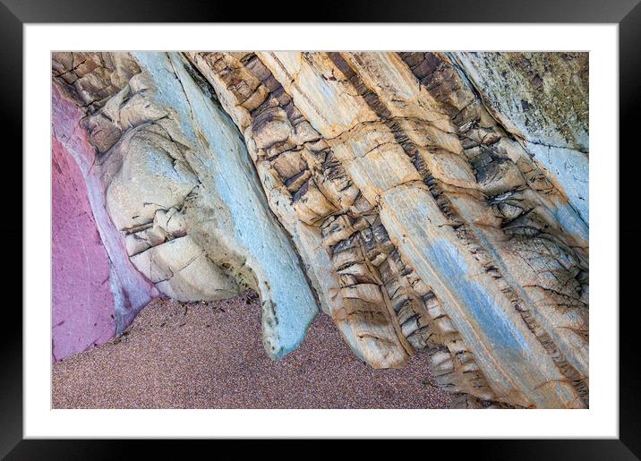 Colourful rocks at Marloes Sands, Pembrokeshire Framed Mounted Print by Andrew Kearton