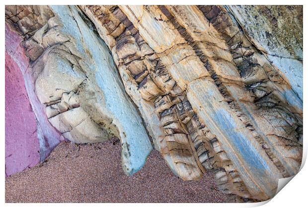 Colourful rocks at Marloes Sands, Pembrokeshire Print by Andrew Kearton