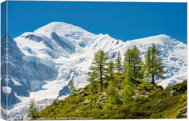 Mont Blanc & the Glacier des Bossons, French Alps Canvas Print by Justin Foulkes