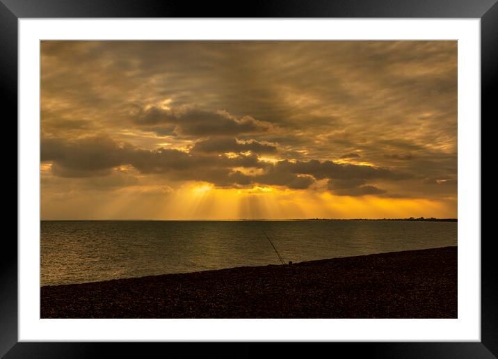 Sunbeams at Sunset  Framed Mounted Print by David Hare