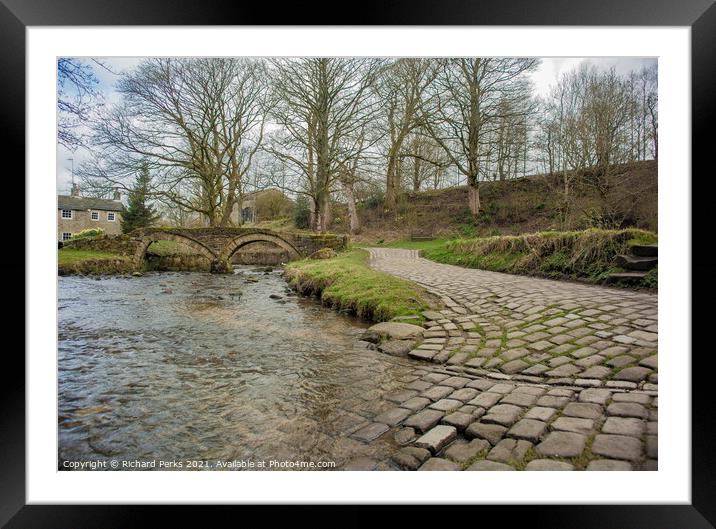 Wycoller Country Park river crossing Framed Mounted Print by Richard Perks