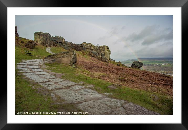 stone path up to Ilkley Moor Framed Mounted Print by Richard Perks