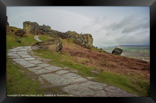 stone path up to Ilkley Moor Framed Print by Richard Perks