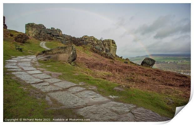 stone path up to Ilkley Moor Print by Richard Perks