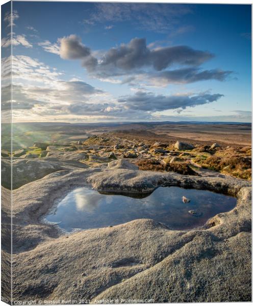 Stanage reflections Canvas Print by Russell Burton