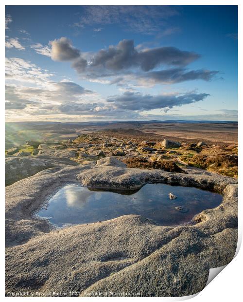 Stanage reflections Print by Russell Burton