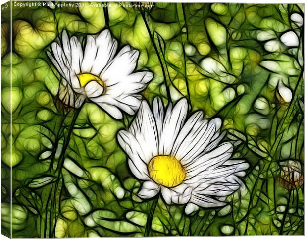 Stained Glass Daisies Canvas Print by Paul Appleby