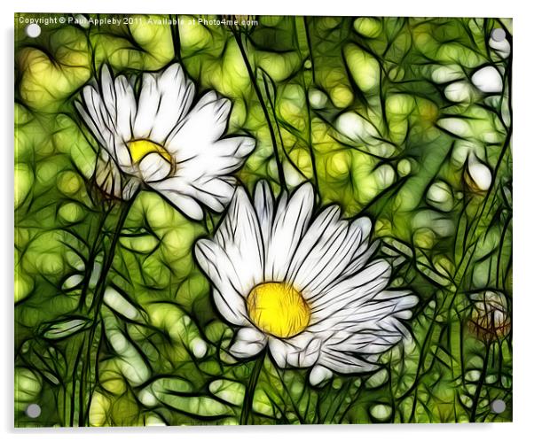 Stained Glass Daisies Acrylic by Paul Appleby