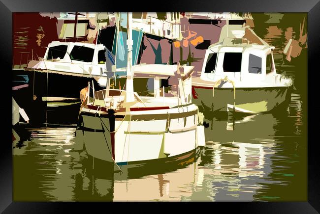 Vibrant Abstraction of Ilfracombe Harbor Framed Print by graham young