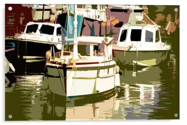 Vibrant Abstraction of Ilfracombe Harbor Acrylic by graham young