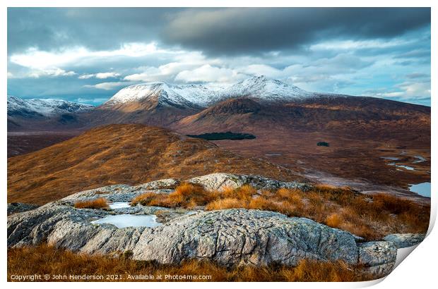 Rannoch moor Scottish highlands in autumn  Print by John Henderson