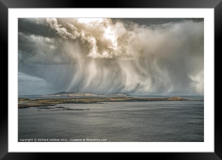 Dramatic storm clouds over Bressay Shetland  Framed Mounted Print by Richard Ashbee