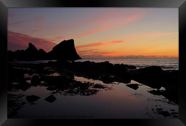 Sunset at Hartland Framed Print by Pete Hemington