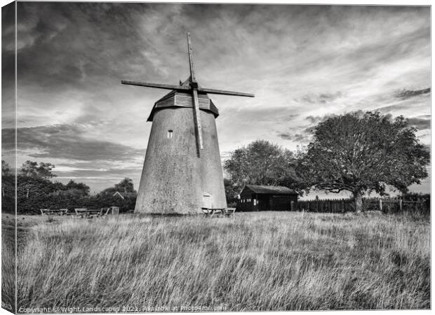 Bembridge Windmill Isle Of Wight BW Canvas Print by Wight Landscapes