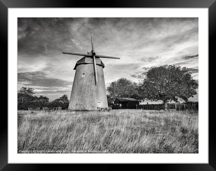 Bembridge Windmill Isle Of Wight BW Framed Mounted Print by Wight Landscapes