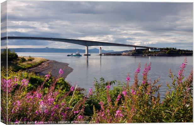 Skye Bridge in Summer from Kyleakin Scotland Canvas Print by Barbara Jones