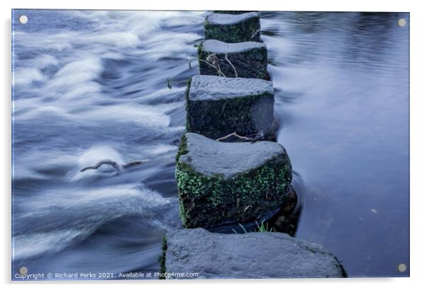 River Wharfe stones  Acrylic by Richard Perks