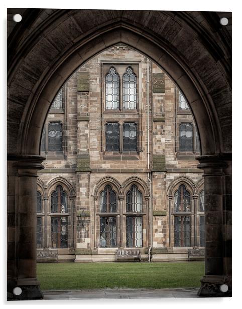 Glasgow University Cloisters Archway Acrylic by Antony McAulay