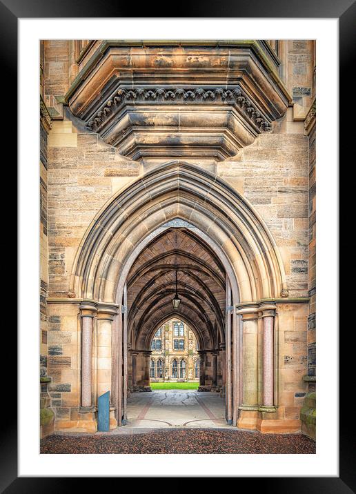 Glasgow University Cloisters Through the Arches Framed Mounted Print by Antony McAulay