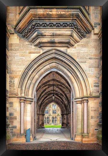 Glasgow University Cloisters Through the Arches Framed Print by Antony McAulay