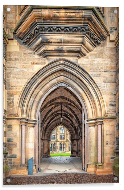 Glasgow University Cloisters Through the Arches Acrylic by Antony McAulay