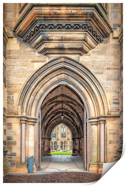 Glasgow University Cloisters Through the Arches Print by Antony McAulay
