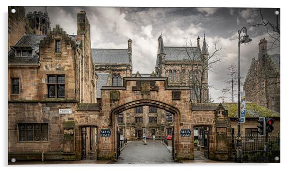 Glasgow University Main Gate Acrylic by Antony McAulay