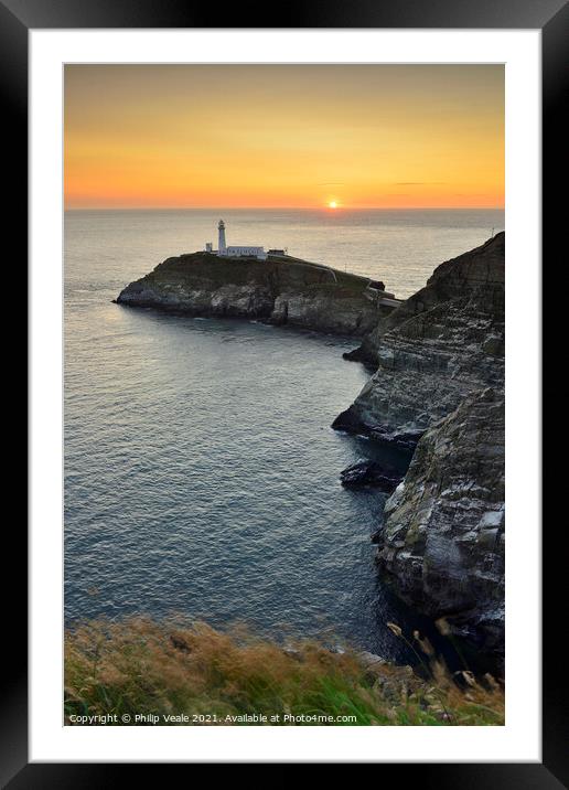 South Stack Sunset, Holy Island, Anglesey. Framed Mounted Print by Philip Veale