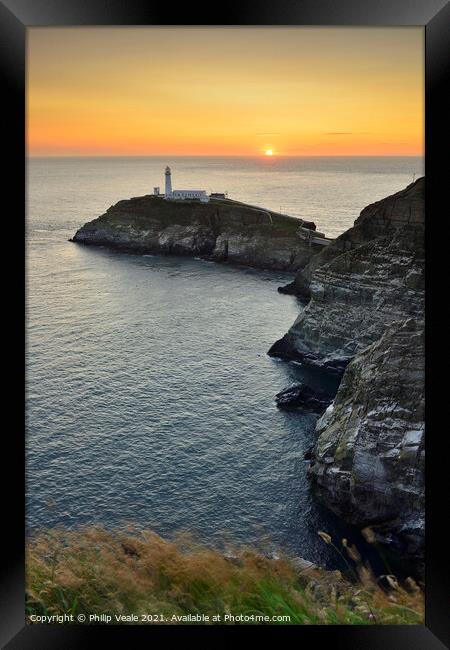 South Stack Sunset, Holy Island, Anglesey. Framed Print by Philip Veale