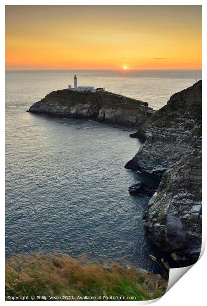 South Stack Sunset, Holy Island, Anglesey. Print by Philip Veale