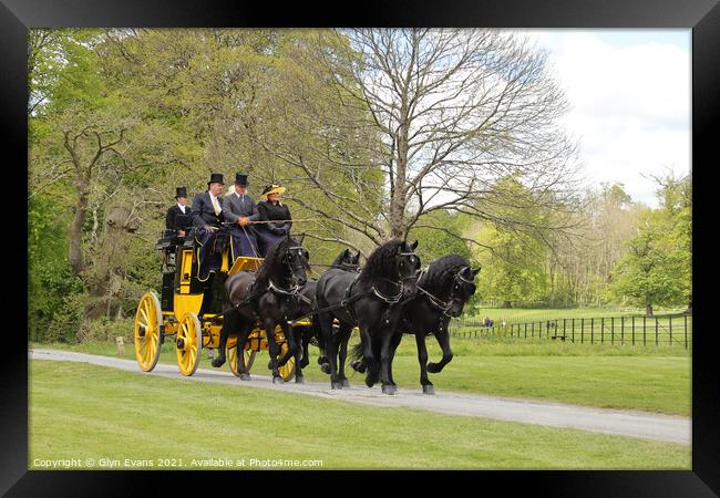 Carriage and Horses. Framed Print by Glyn Evans