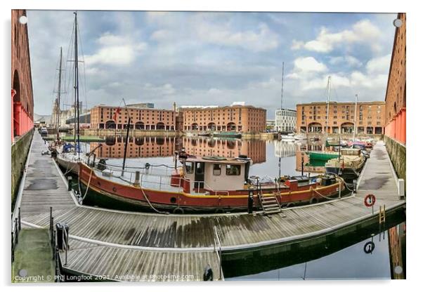 Royal Albert Dock Liverpool reflections. Acrylic by Phil Longfoot
