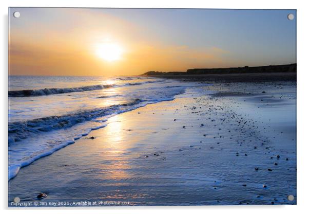  Happisburgh Beach Sunrise Norfolk Acrylic by Jim Key