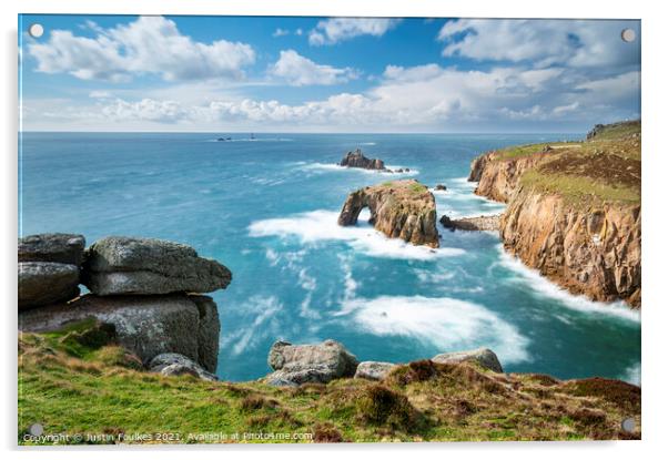 Land's End, Cornwall Acrylic by Justin Foulkes