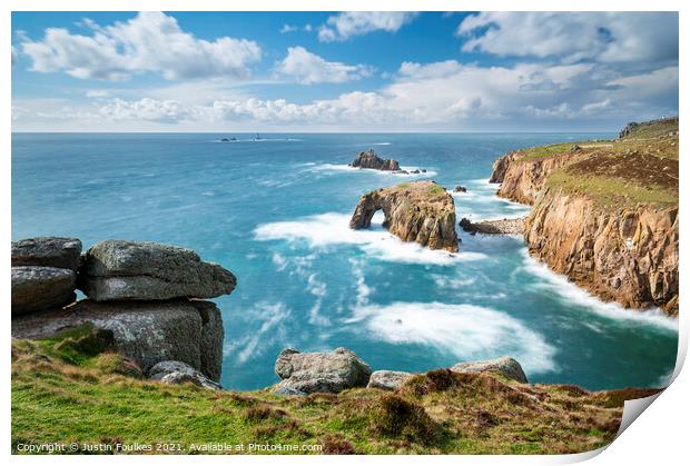 Land's End, Cornwall Print by Justin Foulkes