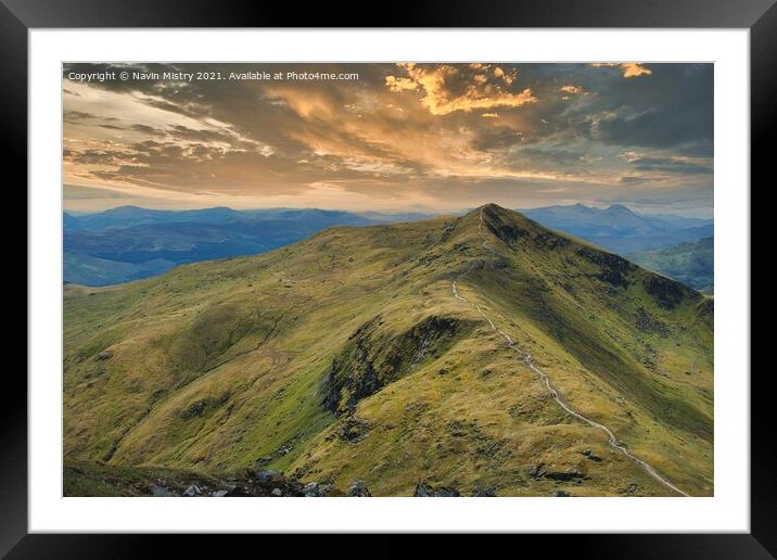 Summit of Beinn Ghlas, seen from Ben Lawers, Perth Framed Mounted Print by Navin Mistry
