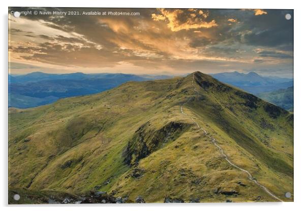 Summit of Beinn Ghlas, seen from Ben Lawers, Perth Acrylic by Navin Mistry