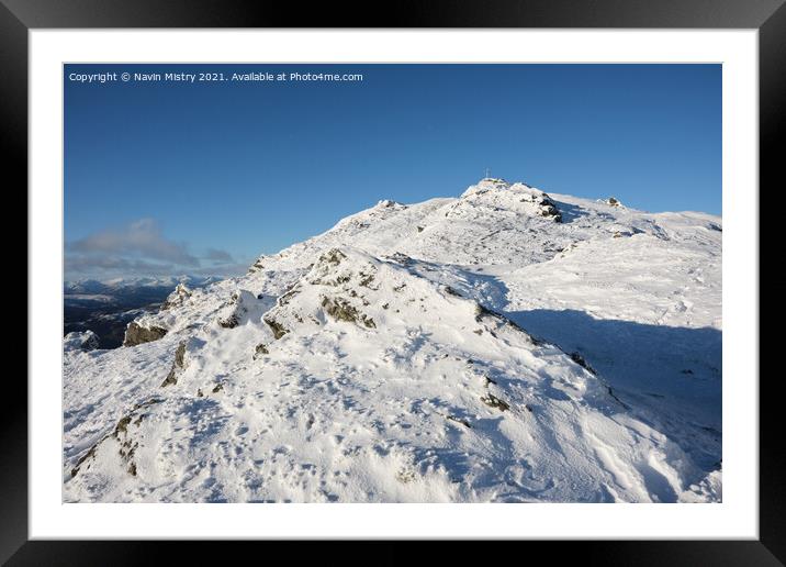 Summit of Ben Ledi, near Callander, Scotland, seen with winter snow Framed Mounted Print by Navin Mistry