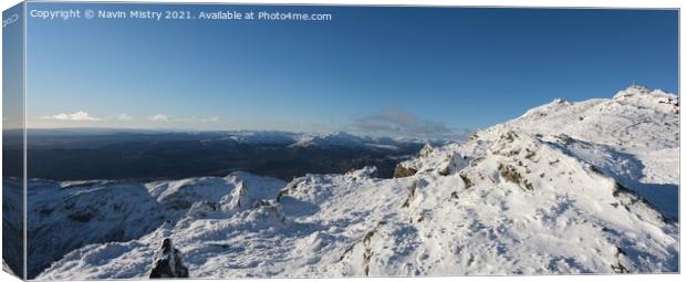 A panoramic view of the summit of Ben Ledi, near Callander in winter Canvas Print by Navin Mistry