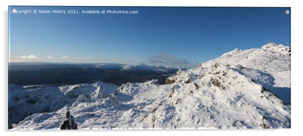 A panoramic view of the summit of Ben Ledi, near Callander in winter Acrylic by Navin Mistry