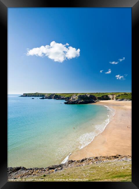 Broad Haven South beach, Pembrokeshire, Wales Framed Print by Justin Foulkes