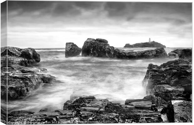 Godrevy Lighthouse in Cornwall  Canvas Print by Dave Henderson