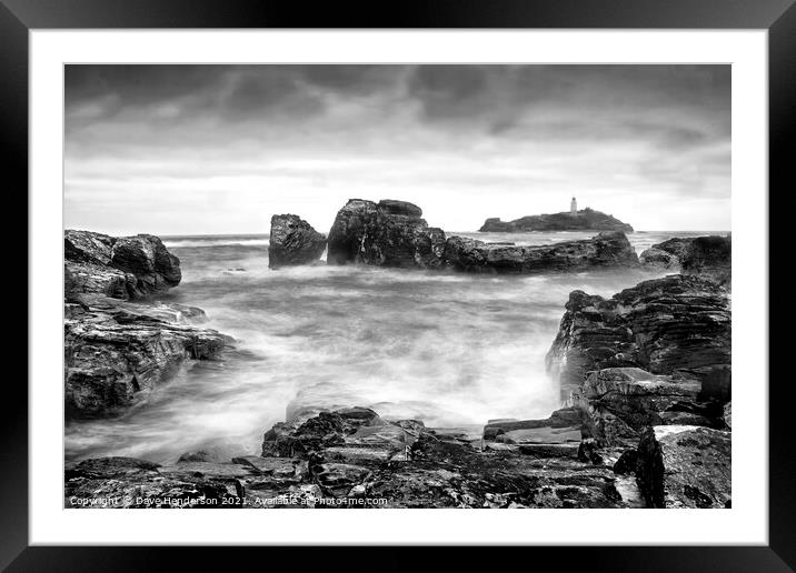 Godrevy Lighthouse in Cornwall  Framed Mounted Print by Dave Henderson